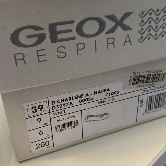 Geox genuine leather white ballet flats, brand new with tags size EU39, US 9 - Picture 5 of 9